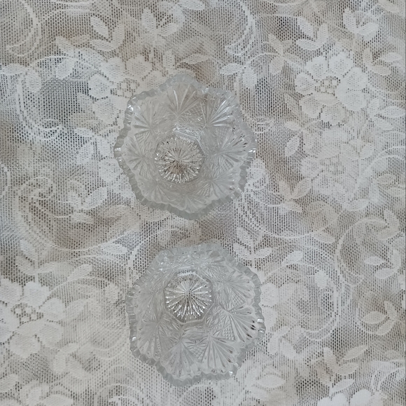 Candle holders crystal clear rose pattern fluted fancy edges - Picture 8 of 8